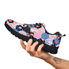 Flower Patchwork Pink Print Pattern Black Sneaker-grizzshop