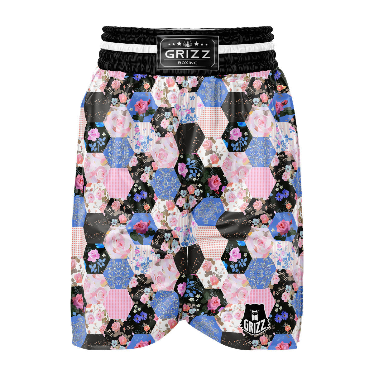 Flower Patchwork Pink Print Pattern Boxing Shorts-grizzshop