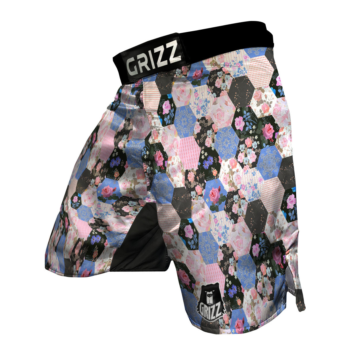 Flower Patchwork Pink Print Pattern MMA Shorts-grizzshop