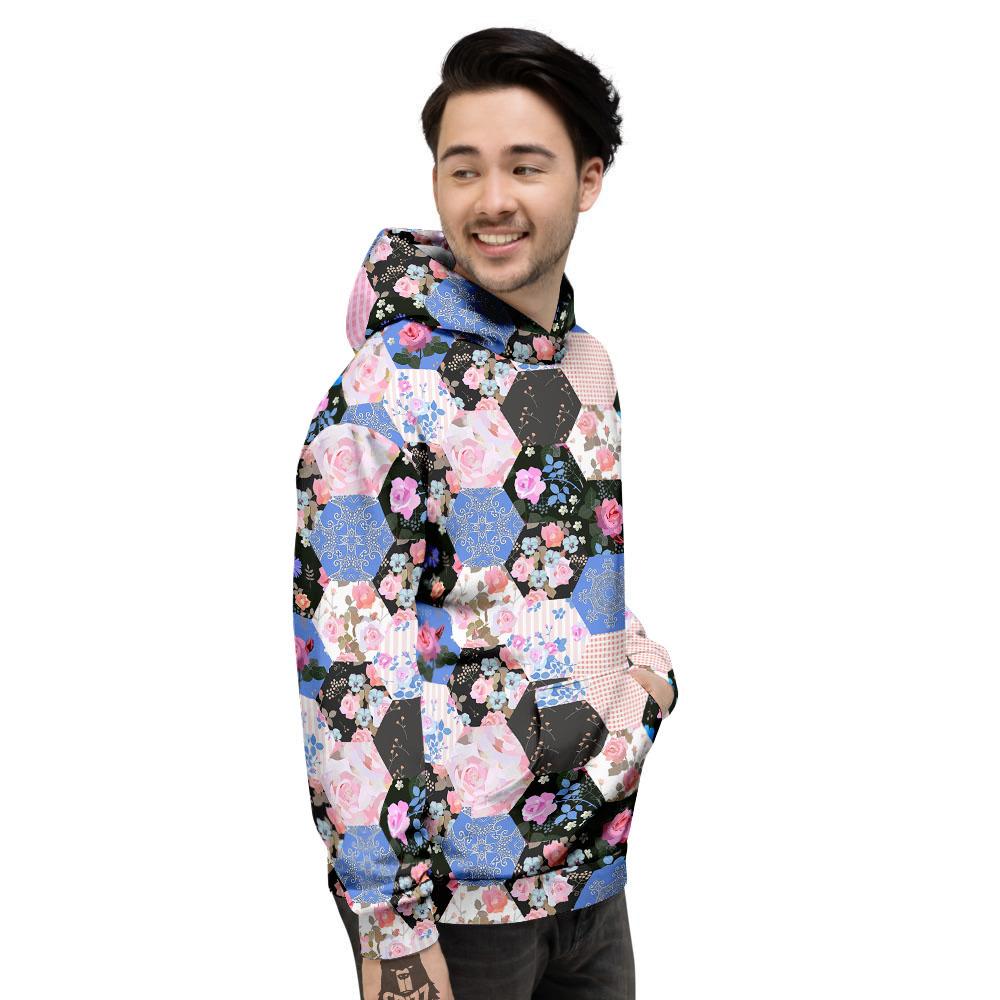 Flower Patchwork Pink Print Pattern Men's Hoodie-grizzshop