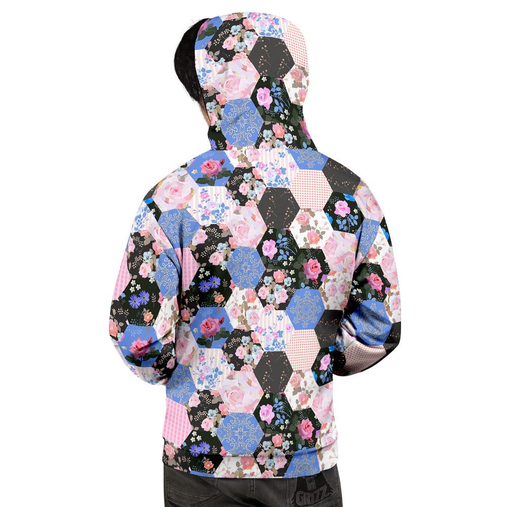 Flower Patchwork Pink Print Pattern Men's Hoodie-grizzshop