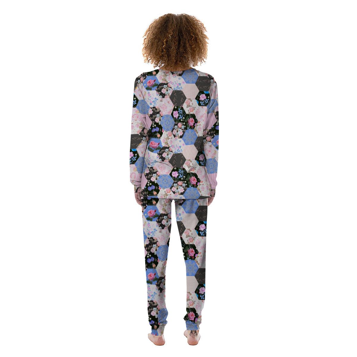 Flower Patchwork Pink Print Pattern Women's Pajamas-grizzshop