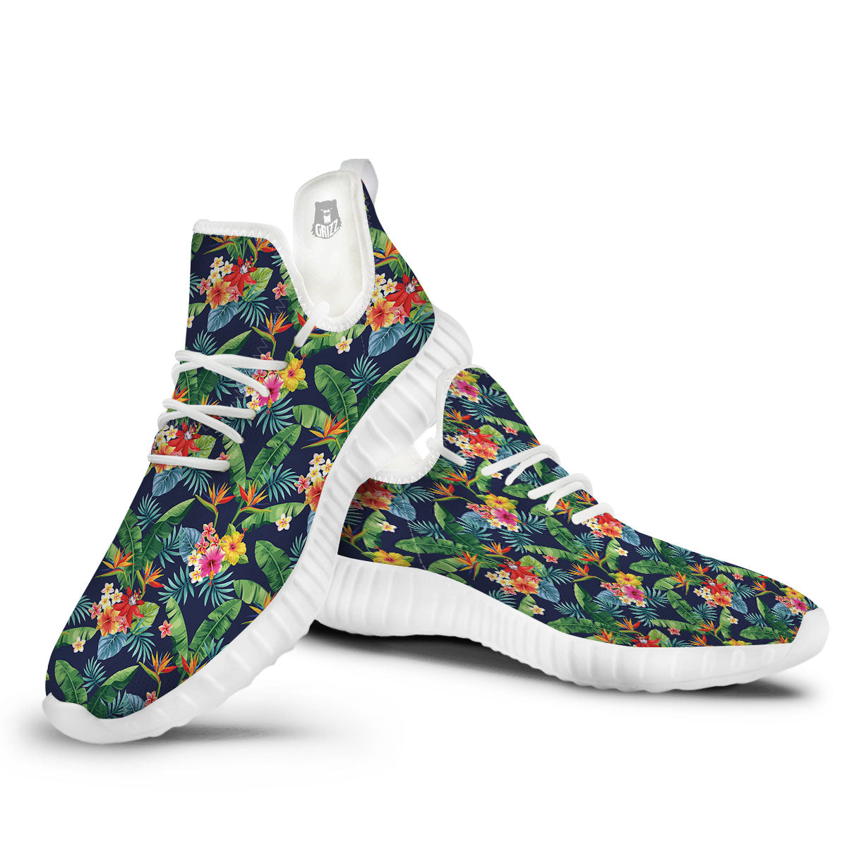 Flower Plumeria Vintage Print Pattern White Walking Shoes-grizzshop