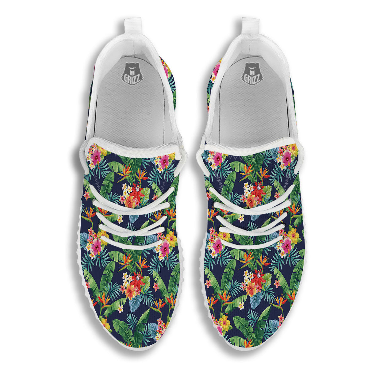 Flower Plumeria Vintage Print Pattern White Walking Shoes-grizzshop