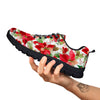 Flower Poinsettia Print Pattern Black Sneaker-grizzshop