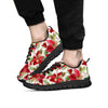 Flower Poinsettia Print Pattern Black Sneaker-grizzshop