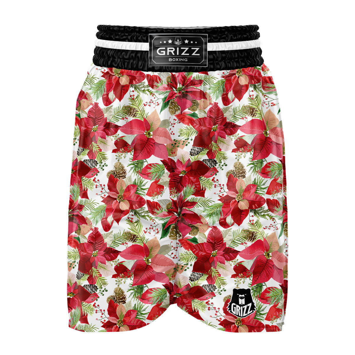 Flower Poinsettia Print Pattern Boxing Shorts-grizzshop