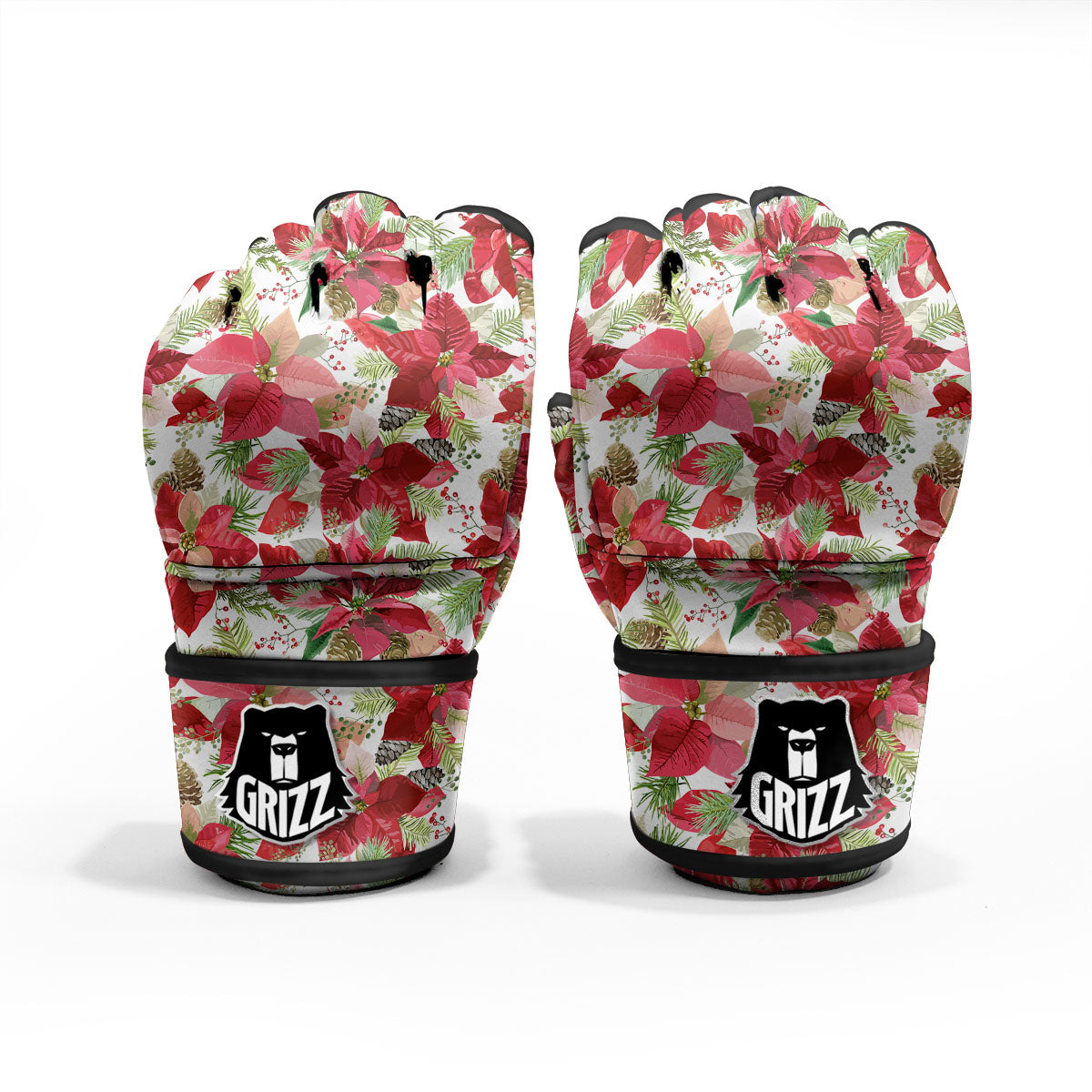 Flower Poinsettia Print Pattern MMA Gloves-grizzshop