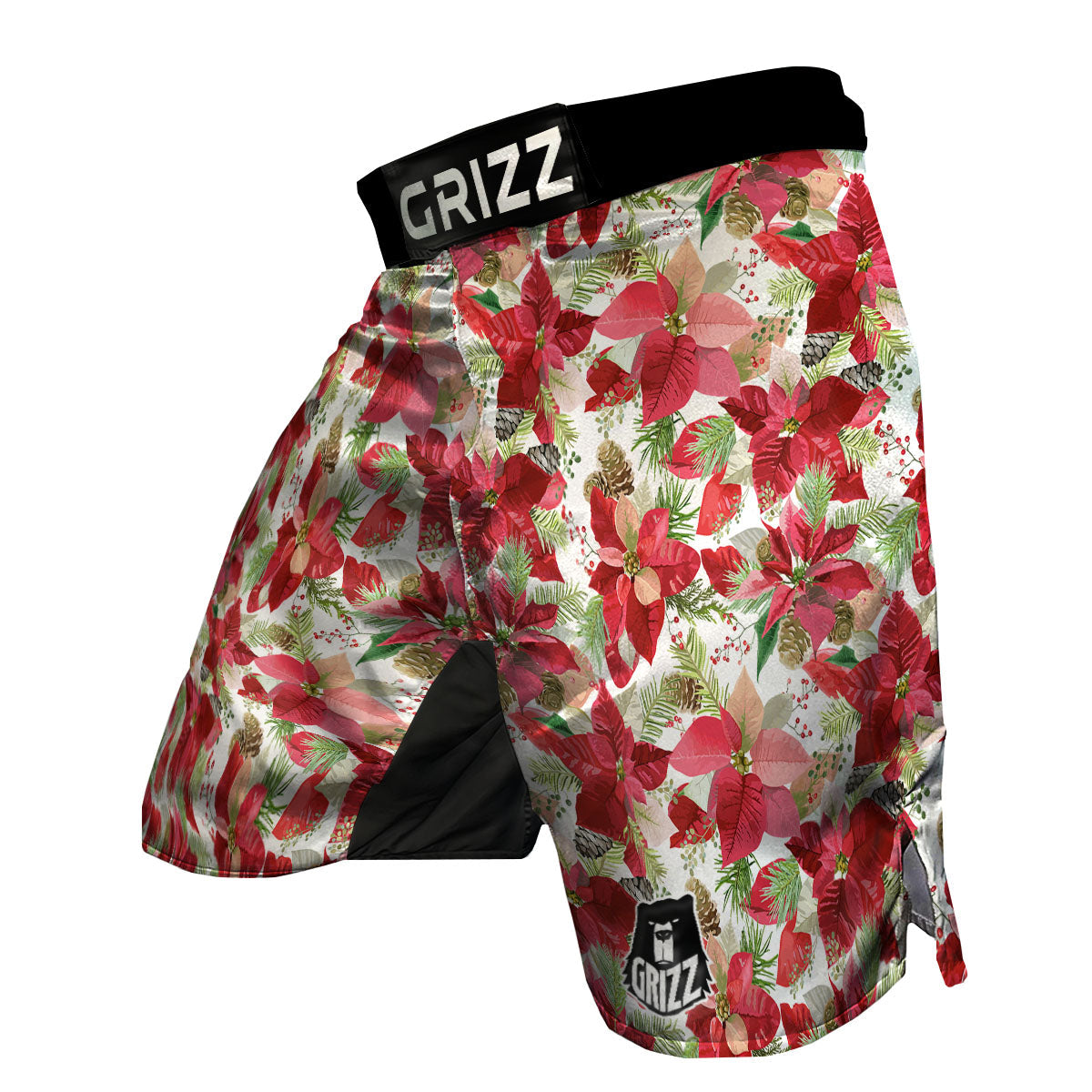 Flower Poinsettia Print Pattern MMA Shorts-grizzshop