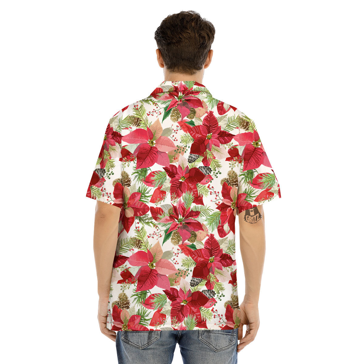 Flower Poinsettia Print Pattern Men's Hawaiian Shirt-grizzshop