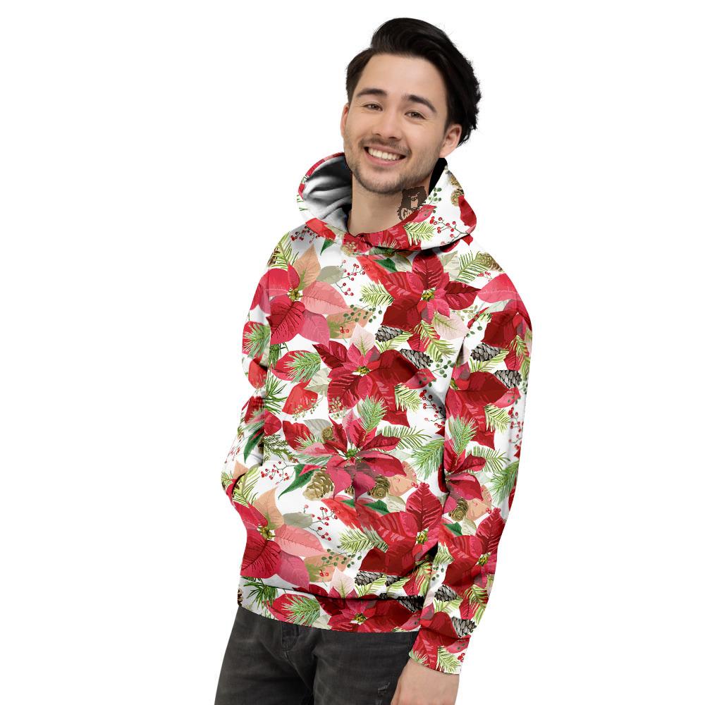 Flower Poinsettia Print Pattern Men's Hoodie-grizzshop