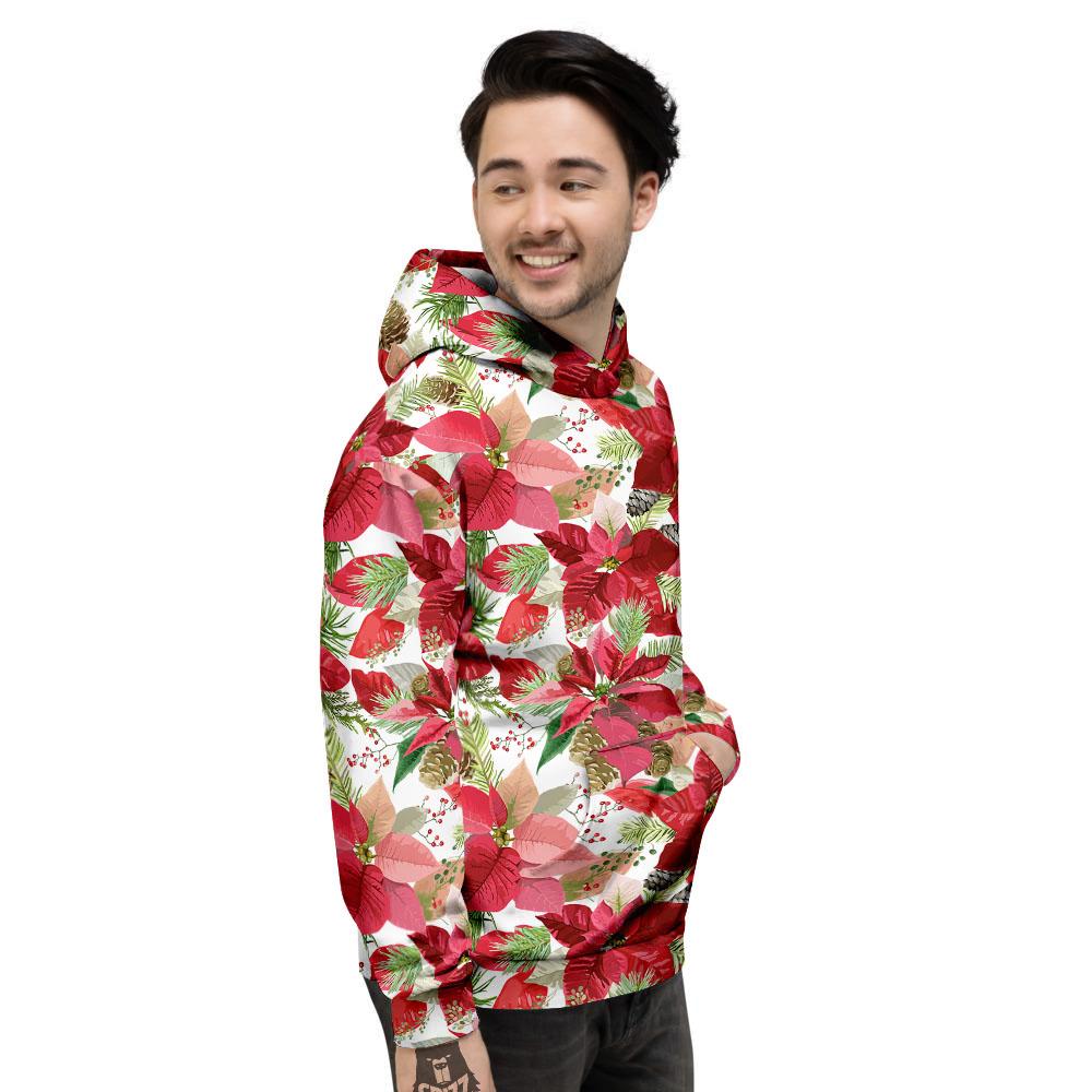 Flower Poinsettia Print Pattern Men's Hoodie-grizzshop