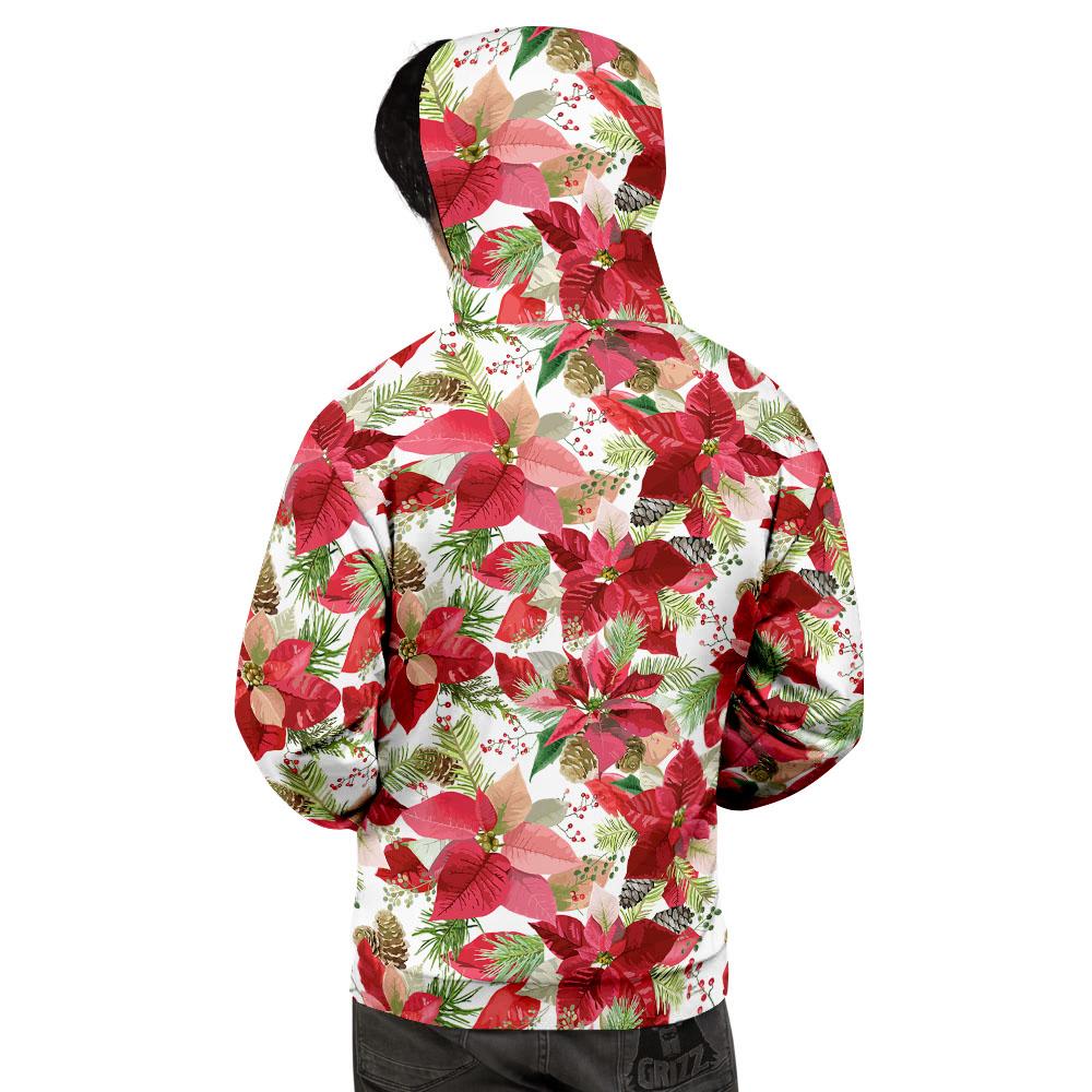 Flower Poinsettia Print Pattern Men's Hoodie-grizzshop