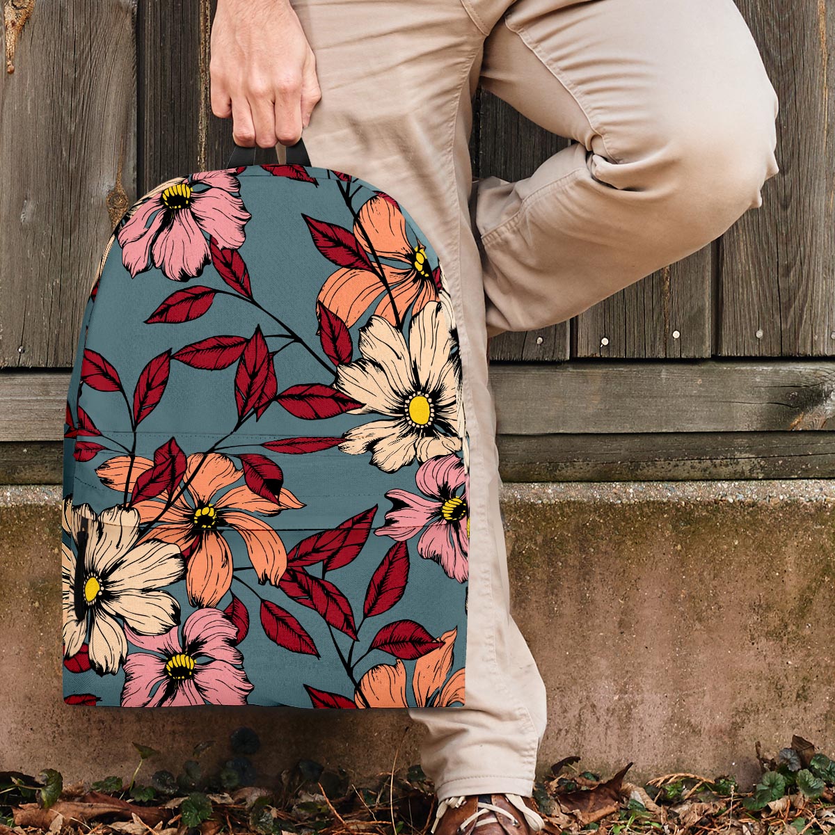 Flower Print Backpack-grizzshop