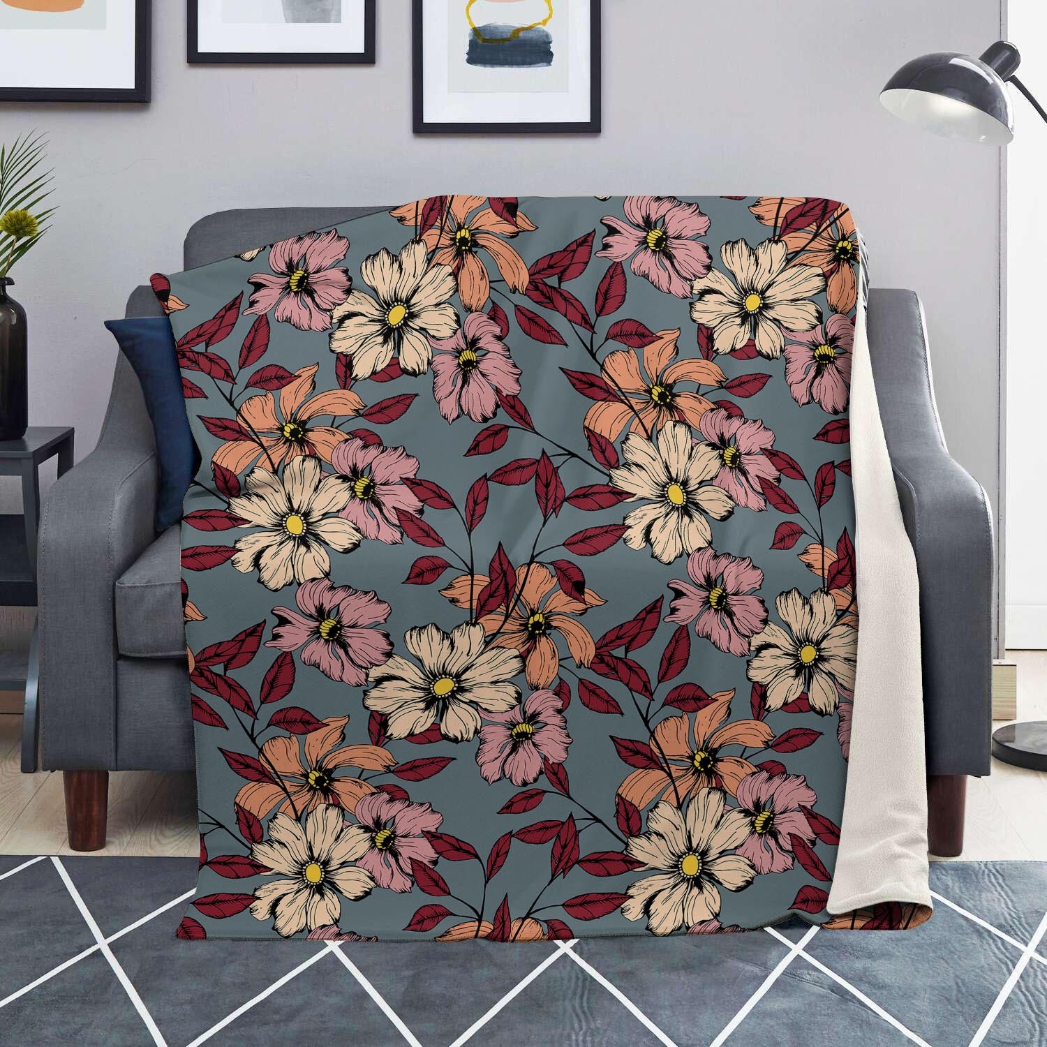 Flower Print Blanket-grizzshop