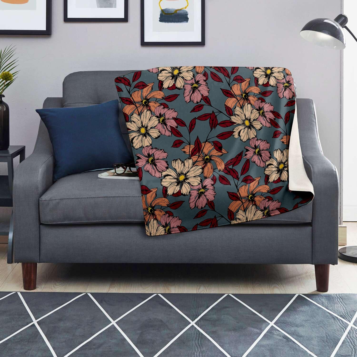 Flower Print Blanket-grizzshop