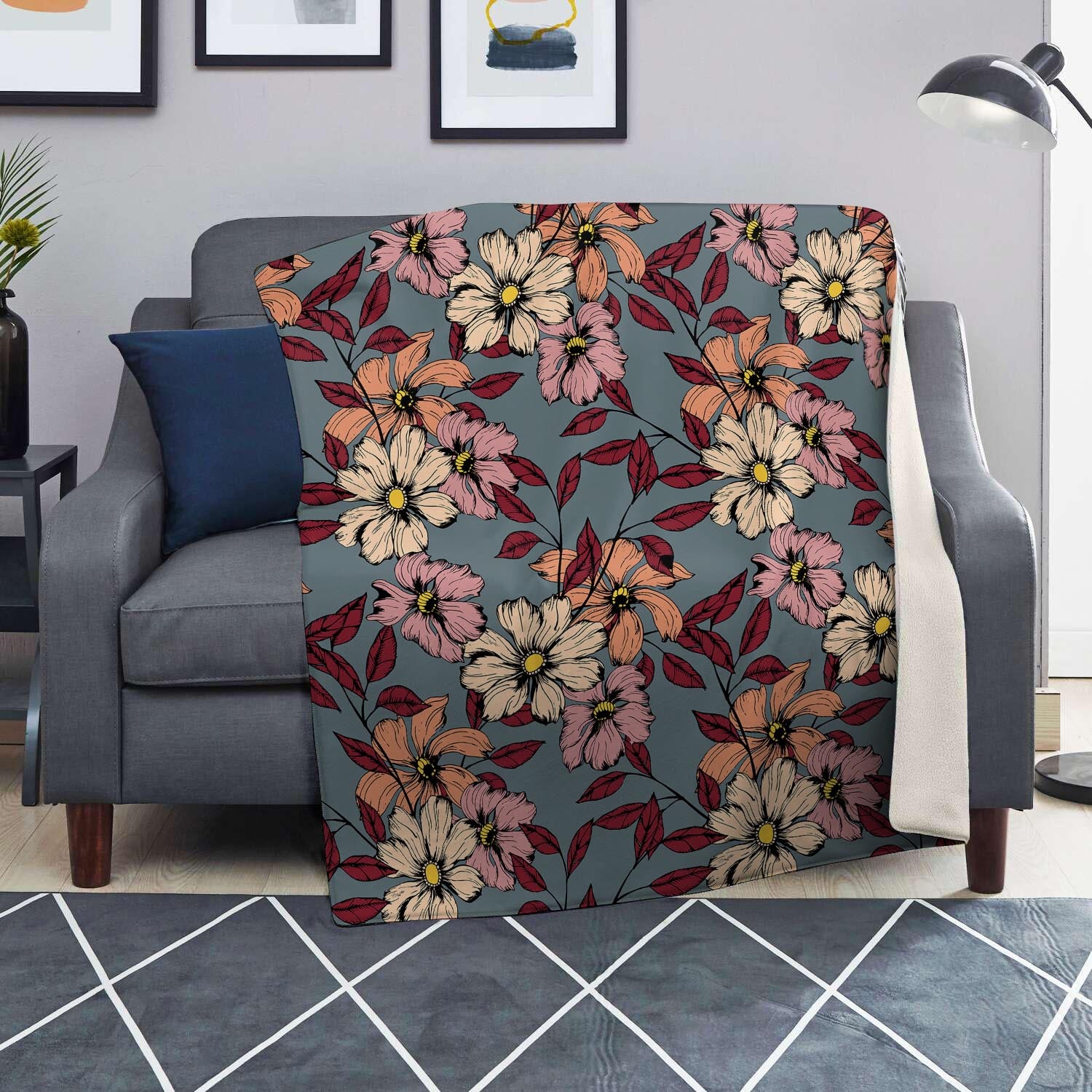 Flower Print Blanket-grizzshop