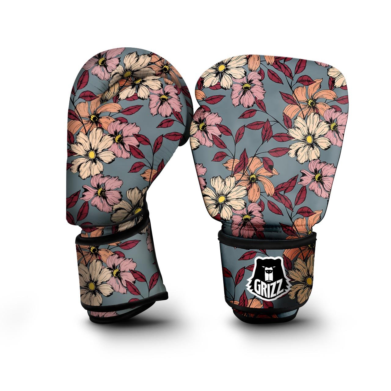 Flower Print Boxing Gloves-grizzshop