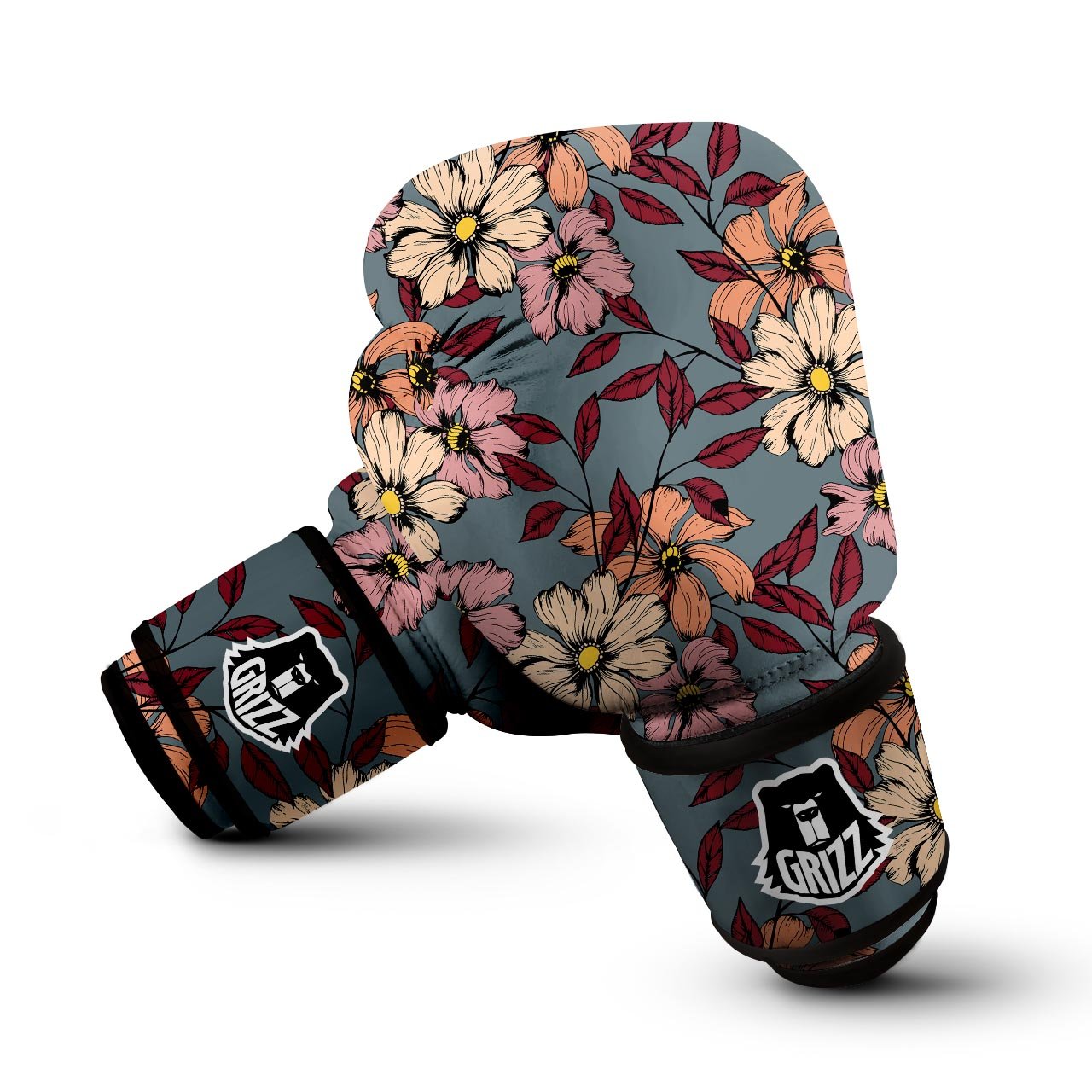 Flower Print Boxing Gloves-grizzshop