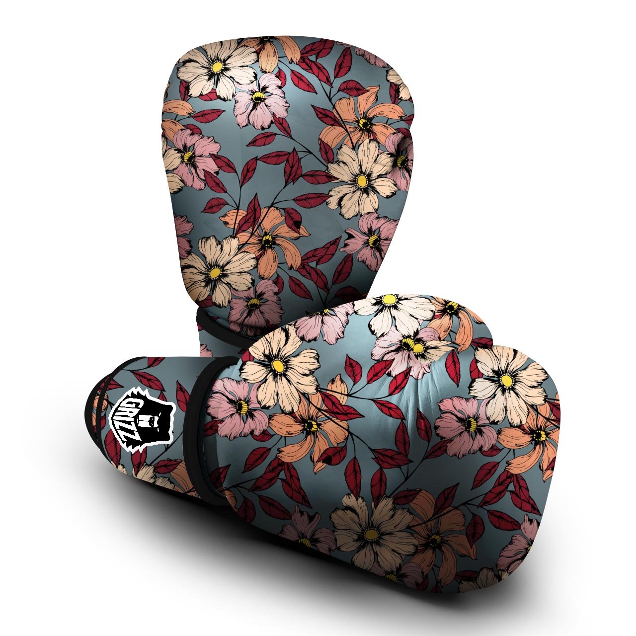 Flower Print Boxing Gloves-grizzshop