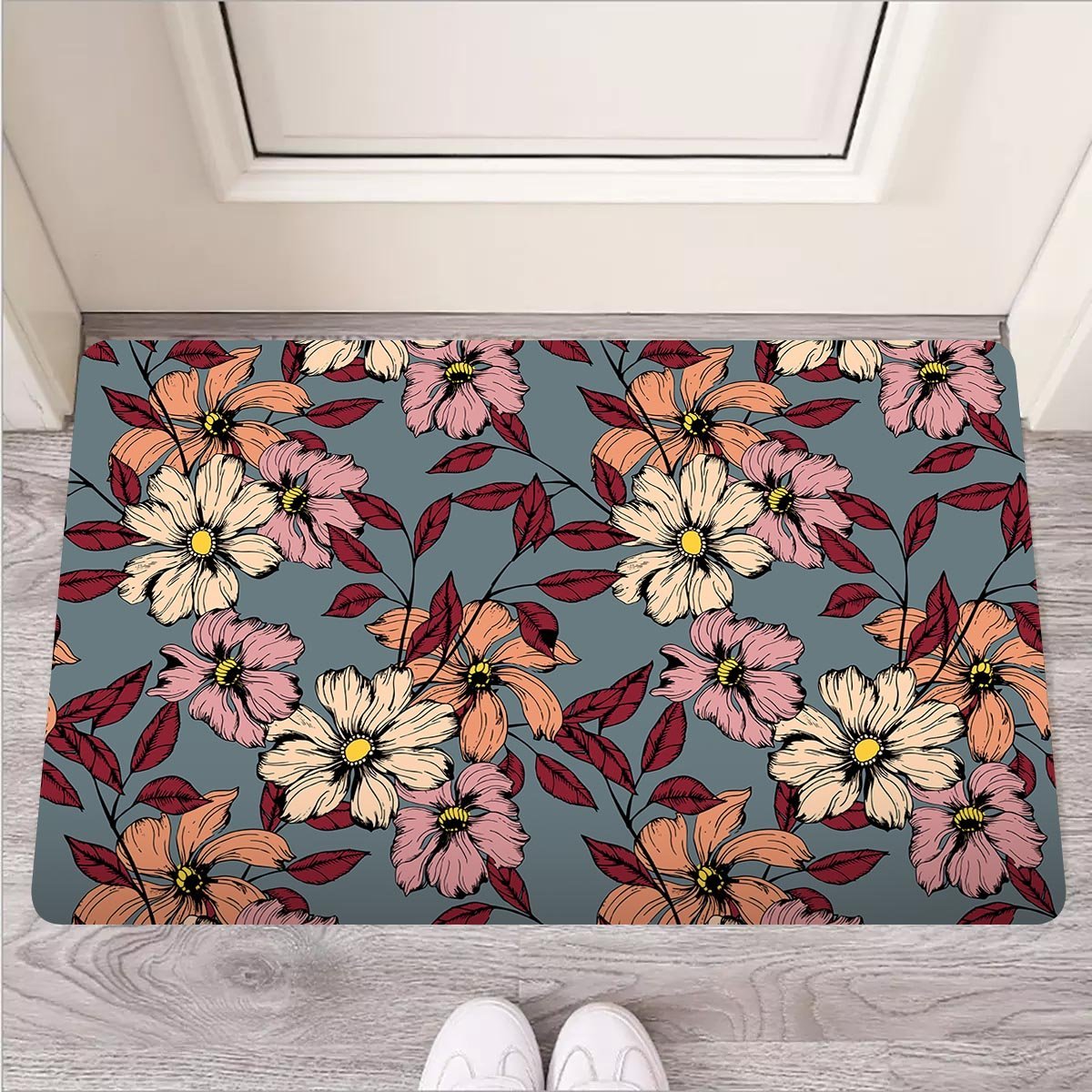 Flower Print Door Mat-grizzshop