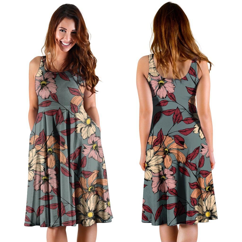 Flower Print Dress-grizzshop