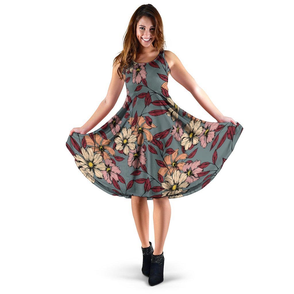 Flower Print Dress-grizzshop