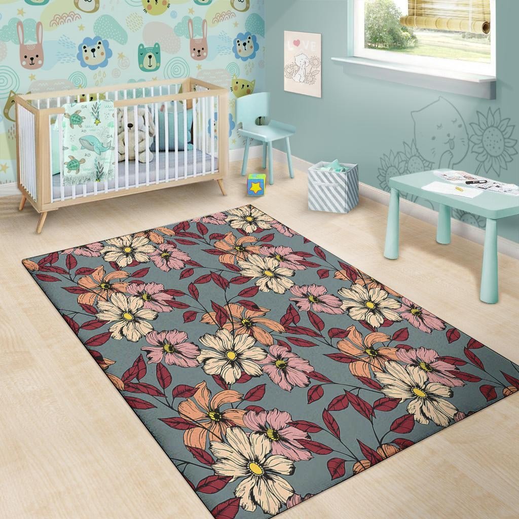 Flower Print Floor Mat-grizzshop