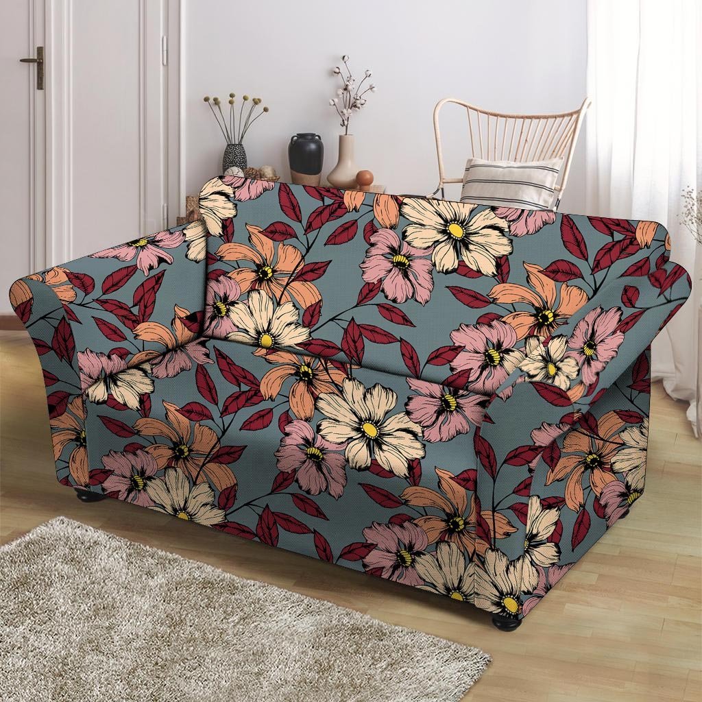 Flower Print Loveseat Cover-grizzshop