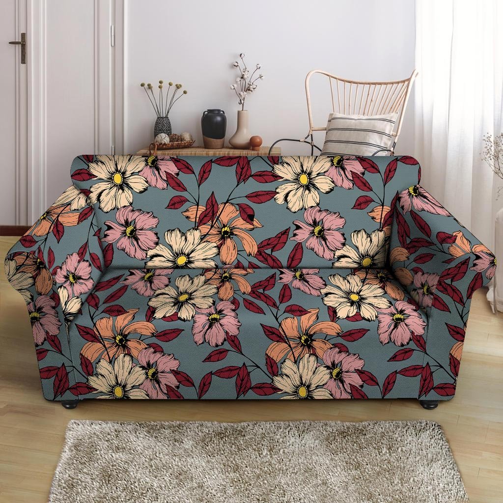 Flower Print Loveseat Cover-grizzshop