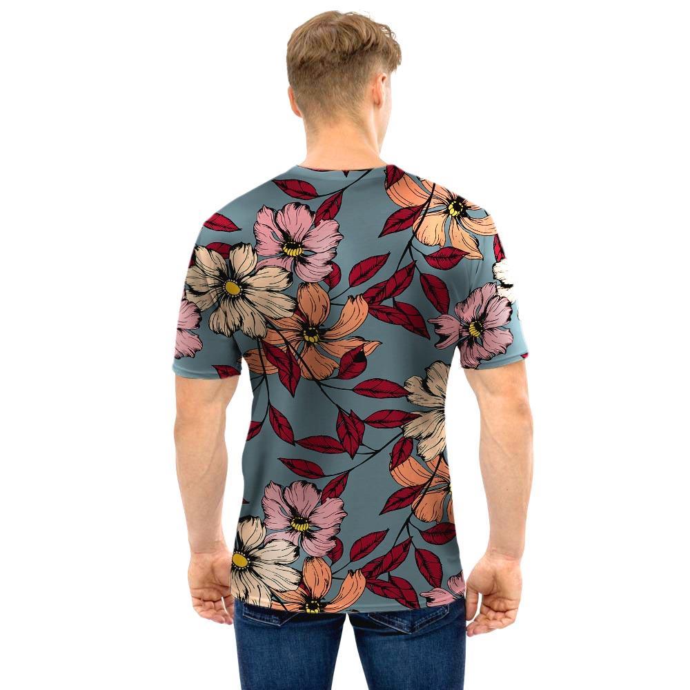 Flower Print Men T Shirt-grizzshop