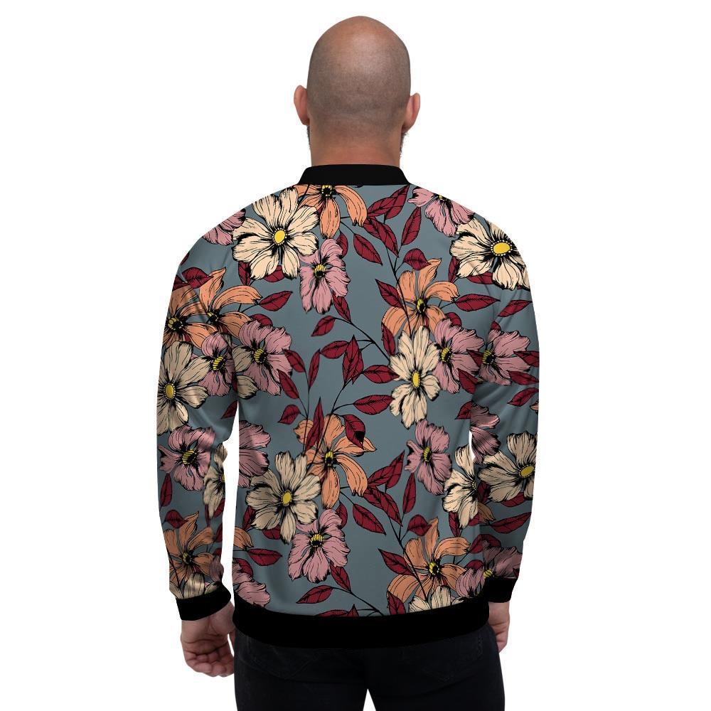 Flower Print Men's Bomber Jacket-grizzshop