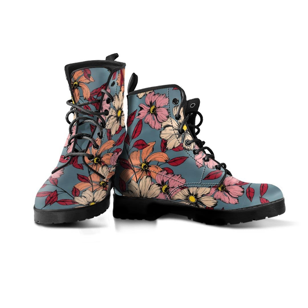 Flower Print Men's Boots-grizzshop