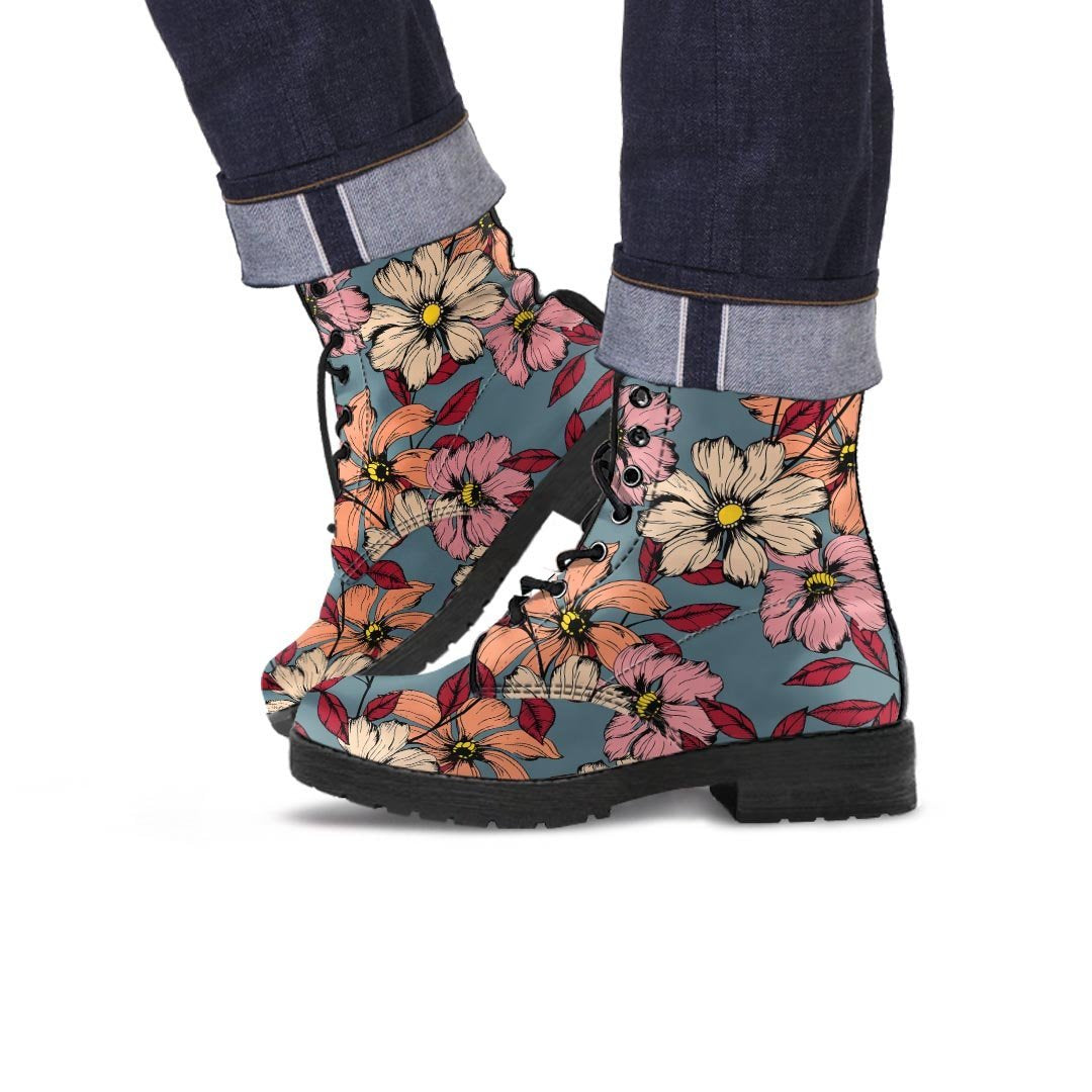 Flower Print Men's Boots-grizzshop