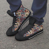 Flower Print Men's High Top Shoes-grizzshop