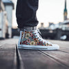 Flower Print Men's High Top Shoes-grizzshop