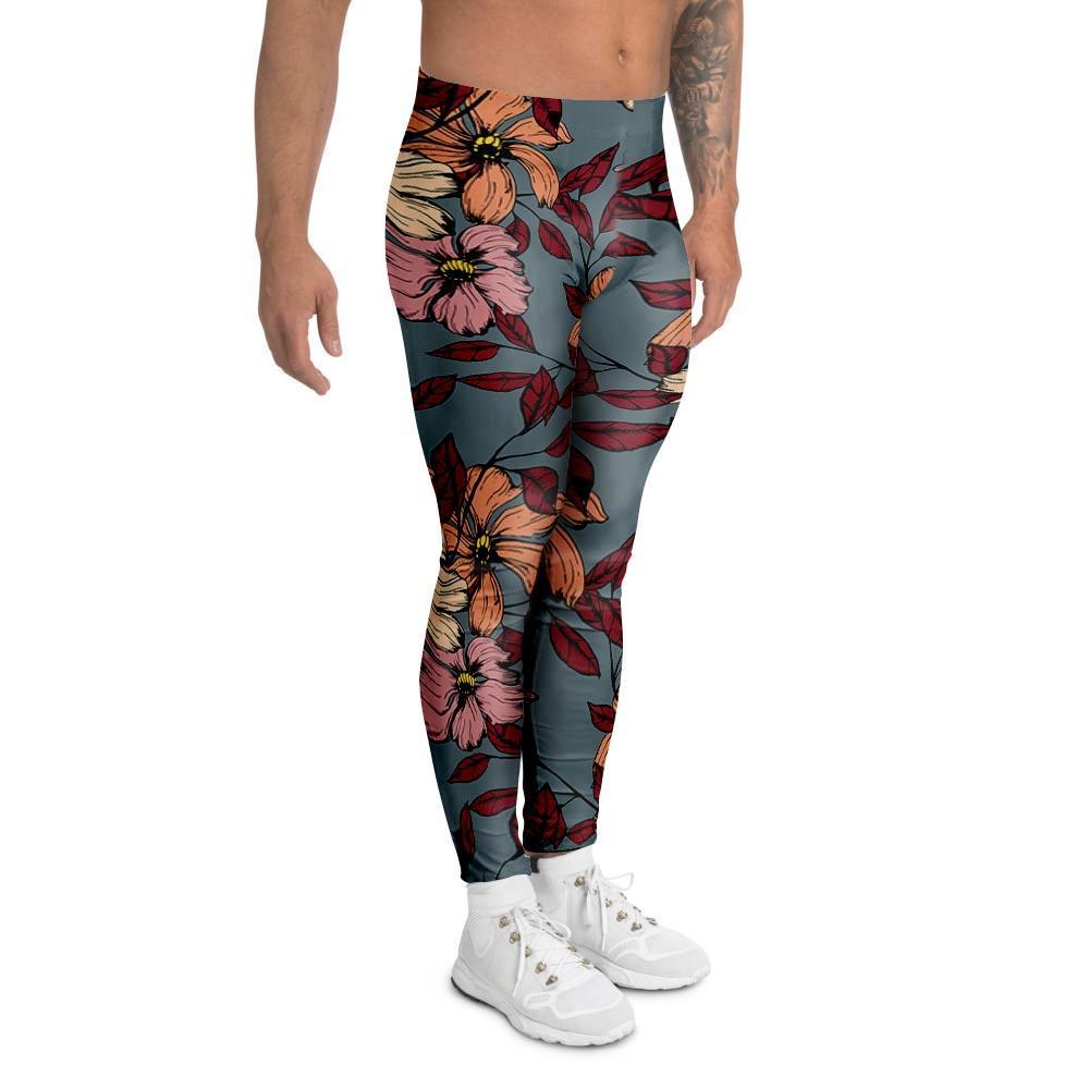 Flower Print Men's Leggings-grizzshop