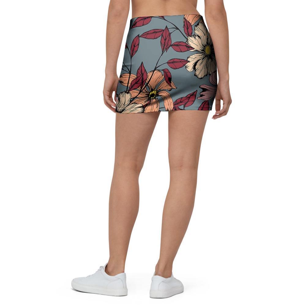 Flower Print Mini Skirt-grizzshop