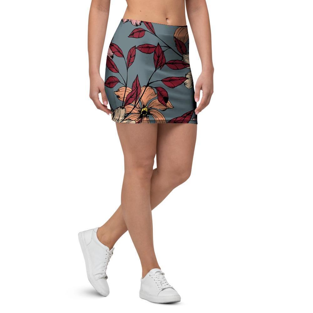 Flower Print Mini Skirt-grizzshop