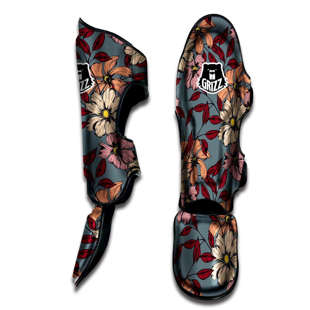 Flower Print Muay Thai Shin Guard-grizzshop