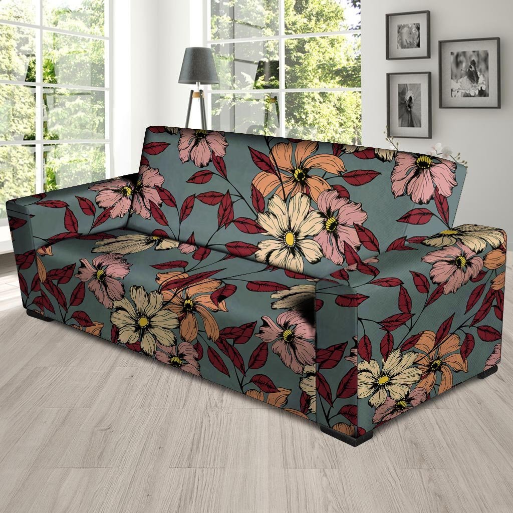 Flower Print Sofa Cover-grizzshop