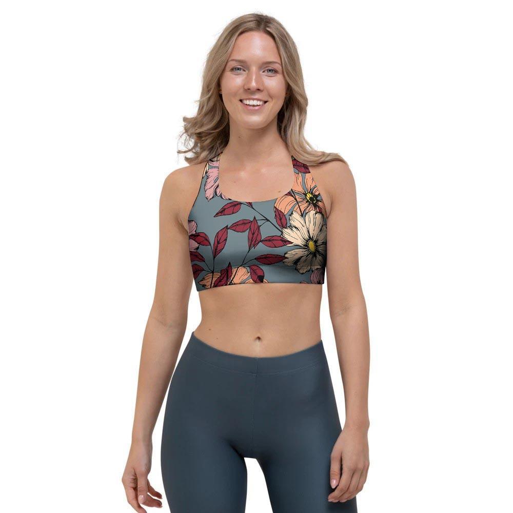 Flower Print Sports Bra-grizzshop