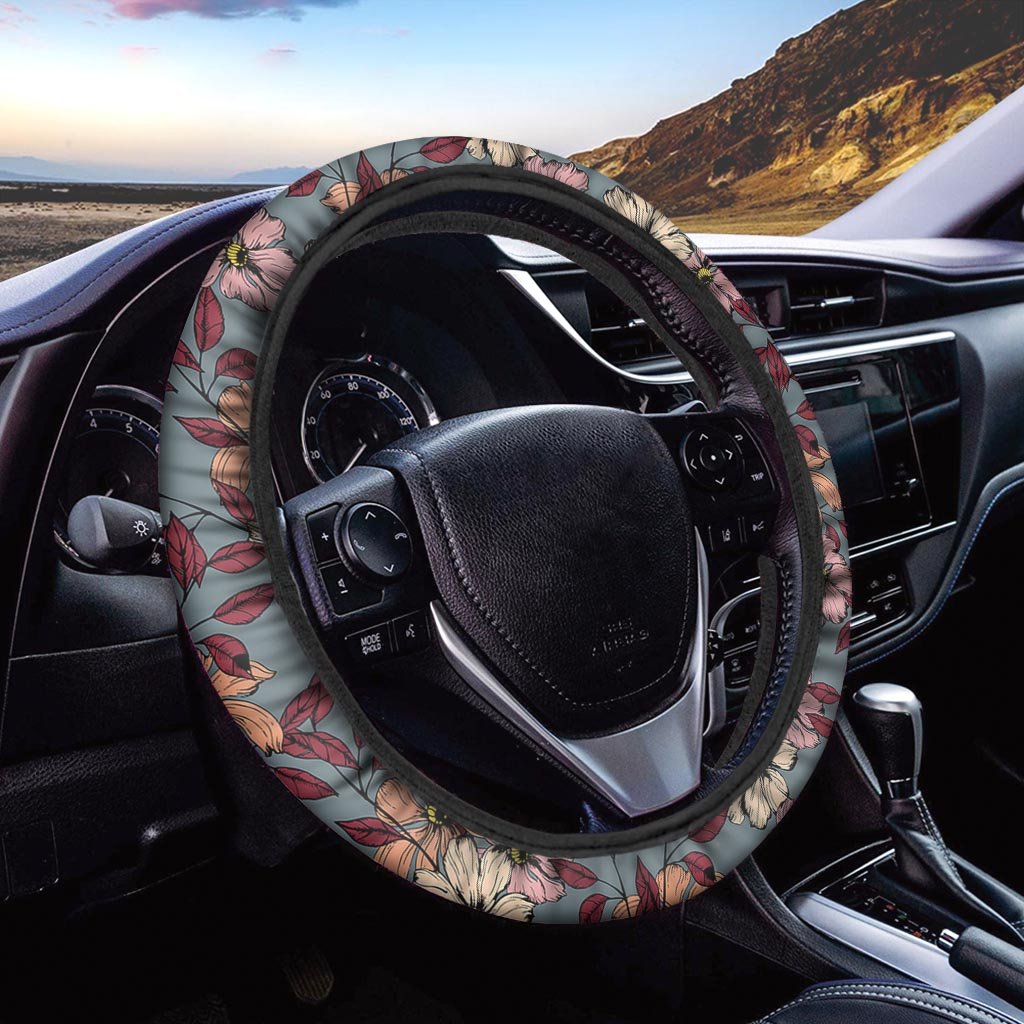 Flower Print Steering Wheel Cover-grizzshop