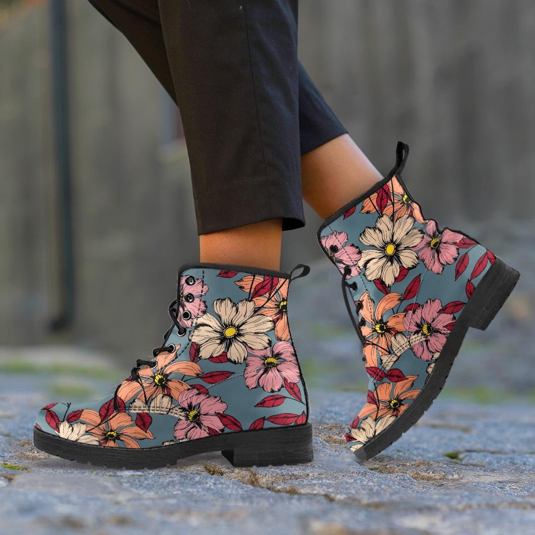 Flower Print Women's Boots-grizzshop