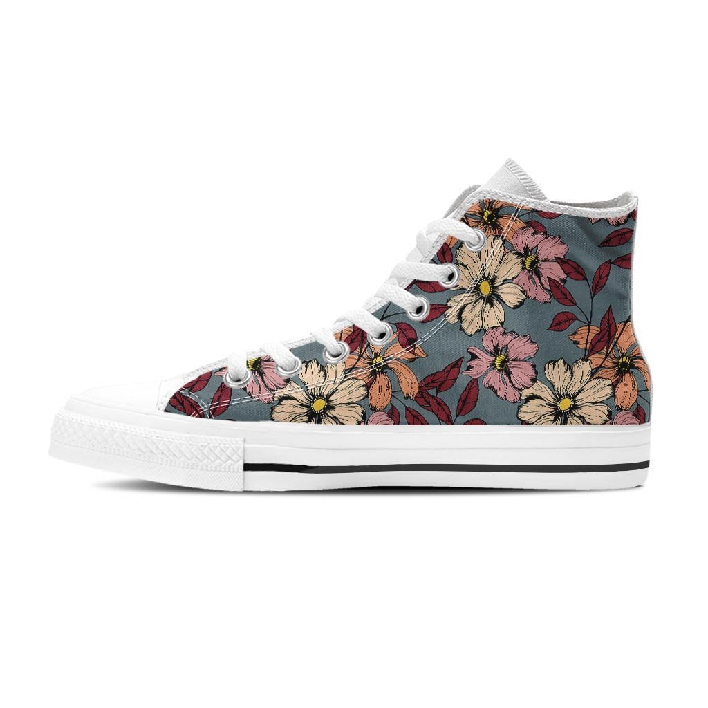 Flower Print Women's High Top Shoes-grizzshop