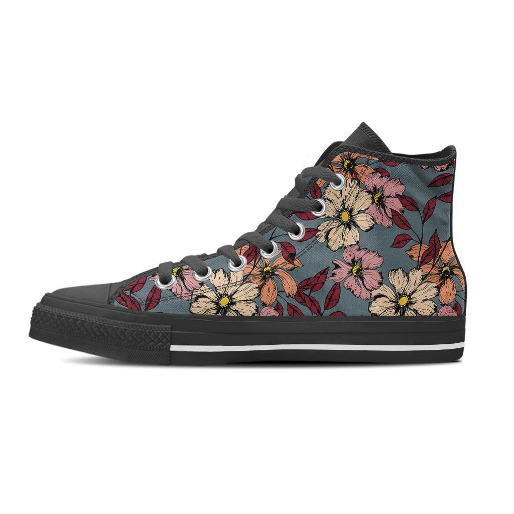 Flower Print Women's High Top Shoes-grizzshop