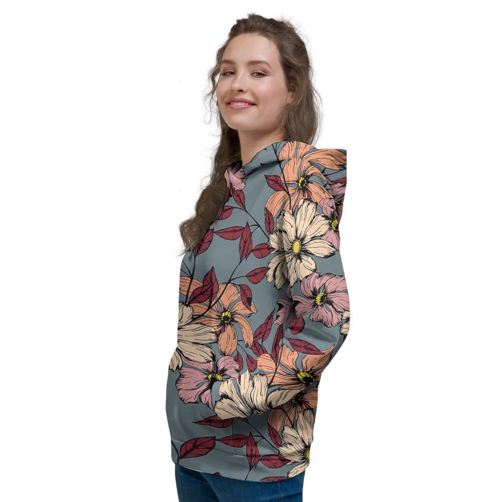 Flower Print Women's Hoodie-grizzshop