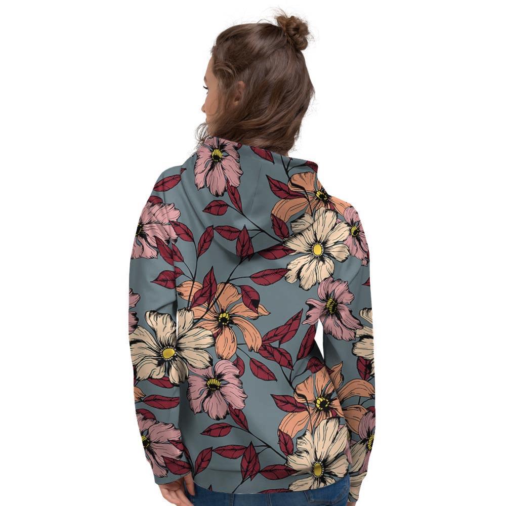 Flower Print Women's Hoodie-grizzshop