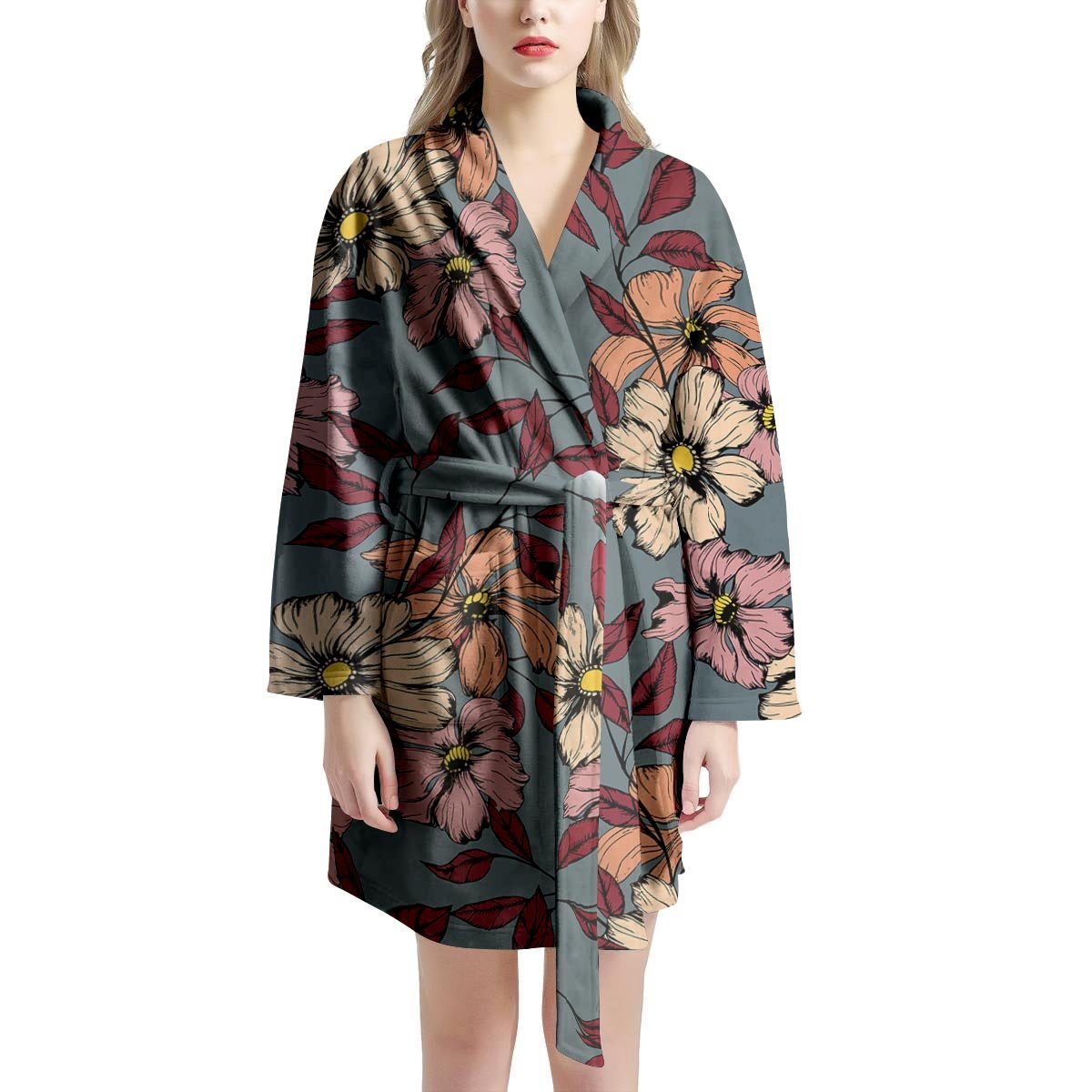 Flower Print Women's Robe-grizzshop