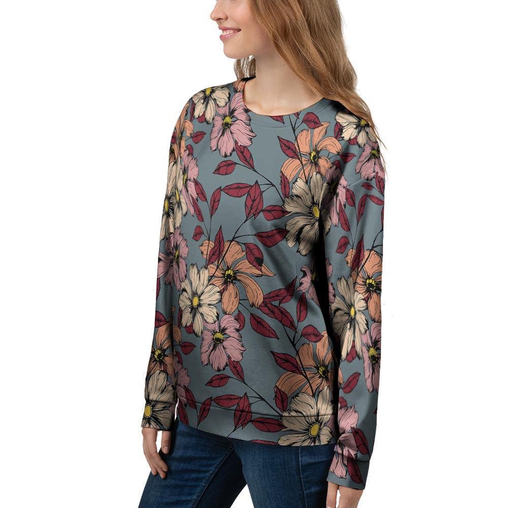 Flower Print Women's Sweatshirt-grizzshop